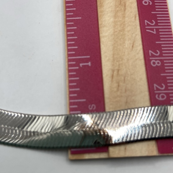 Sterling Silver Herringbone Necklace 3/8”W 20”L - Picture 10 of 12